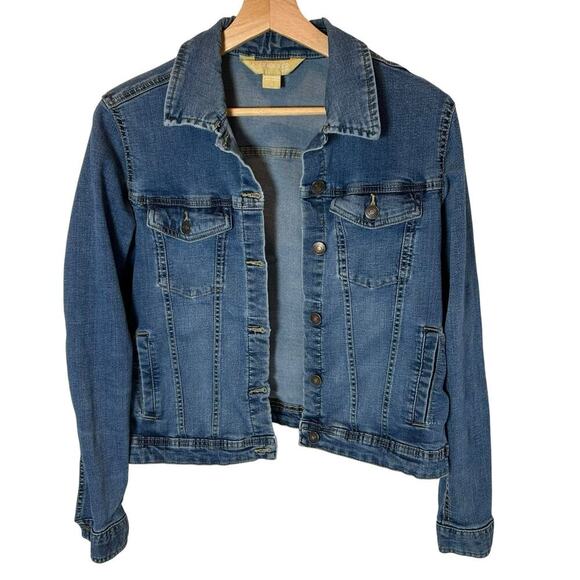 Vintage Roebuck & Co Women's Stretch Denim Trucker Jacket Western Size Medium - Picture 1 of 8